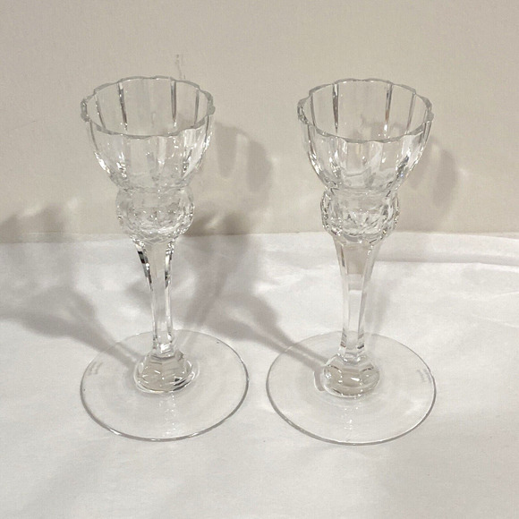 Marquis by Waterford Palladia Collection 6" candle holder pair (2) clear crystal - Picture 3 of 7